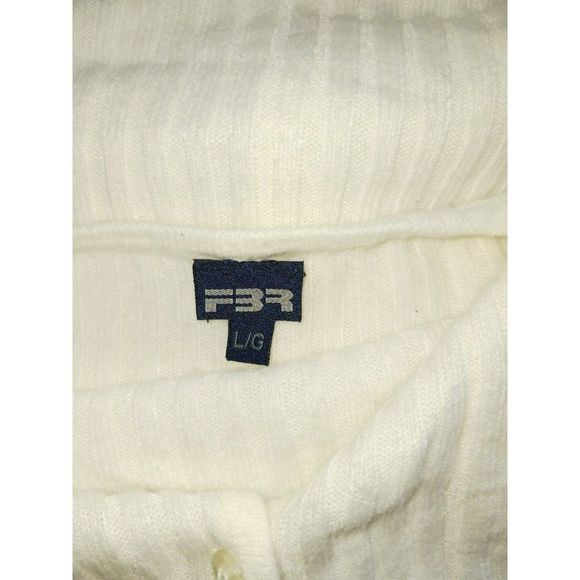 FBR Ramie cotton mix vintage 90s white ribbed cardigan sweater large - Picture 3 of 5